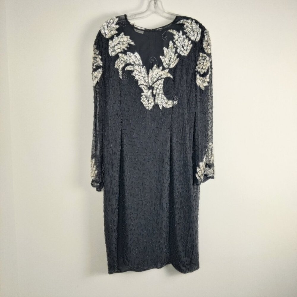 Scala Vintage-Inspired Silk-Blend Evening Dress - 2X - Embroidered Elegance